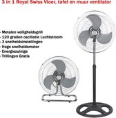 Royal Swiss 2 in 1 METAAL Staande ventilator & Tafelventilator - Statiefventilator -  45 cm (18