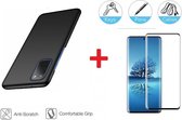 2-In-1 Screenprotector Bescherming Protector Set Geschikt Voor Samsung Galaxy S20 - Full Cover 3D Edge Tempered Glass Screen Protector Met Siliconen Back Cover Case - Mat Zwart / Transparant