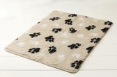 Lovely Nights vetbed/kleed beige with 2 color print paw + bies 75x50 rechthoek