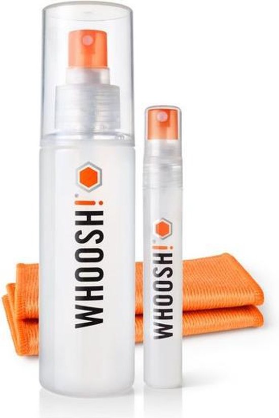 Whoosh! DUO+ 100ml. Desk bottle & 8ml. Pocket bottle with cloth - Whoosh