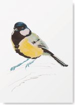 Kunst Poster - Vogels - Koolmees - A3 Formaat - Kunstprint van Natuurlijk Angelart