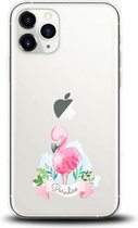 Apple Iphone 11 Pro transparant siliconen hoesje flamingo paradise
