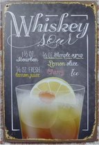 Wandbord, Whiskey Sour, Mancave, Wand Decoratie, Emaille, Reclame Bord, Tekst, Metalen bord, Grappig, 20 x 30 cm, Mannen Cadeau, Bar, Cafe, Cave & Garden