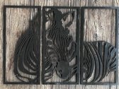 Muur- wanddecoratie Zebra 3 luik M / schilderij / hout / cadeau