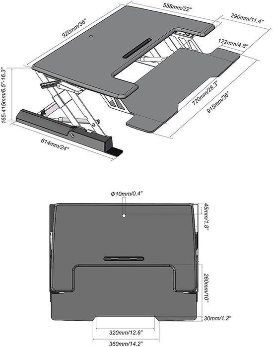 Thuiskantoor- VIISAN- Sit- Stand Desktop Workstation Desk Workplace Sit & Stand Laptop Mount (FY02LD) - VIISAN