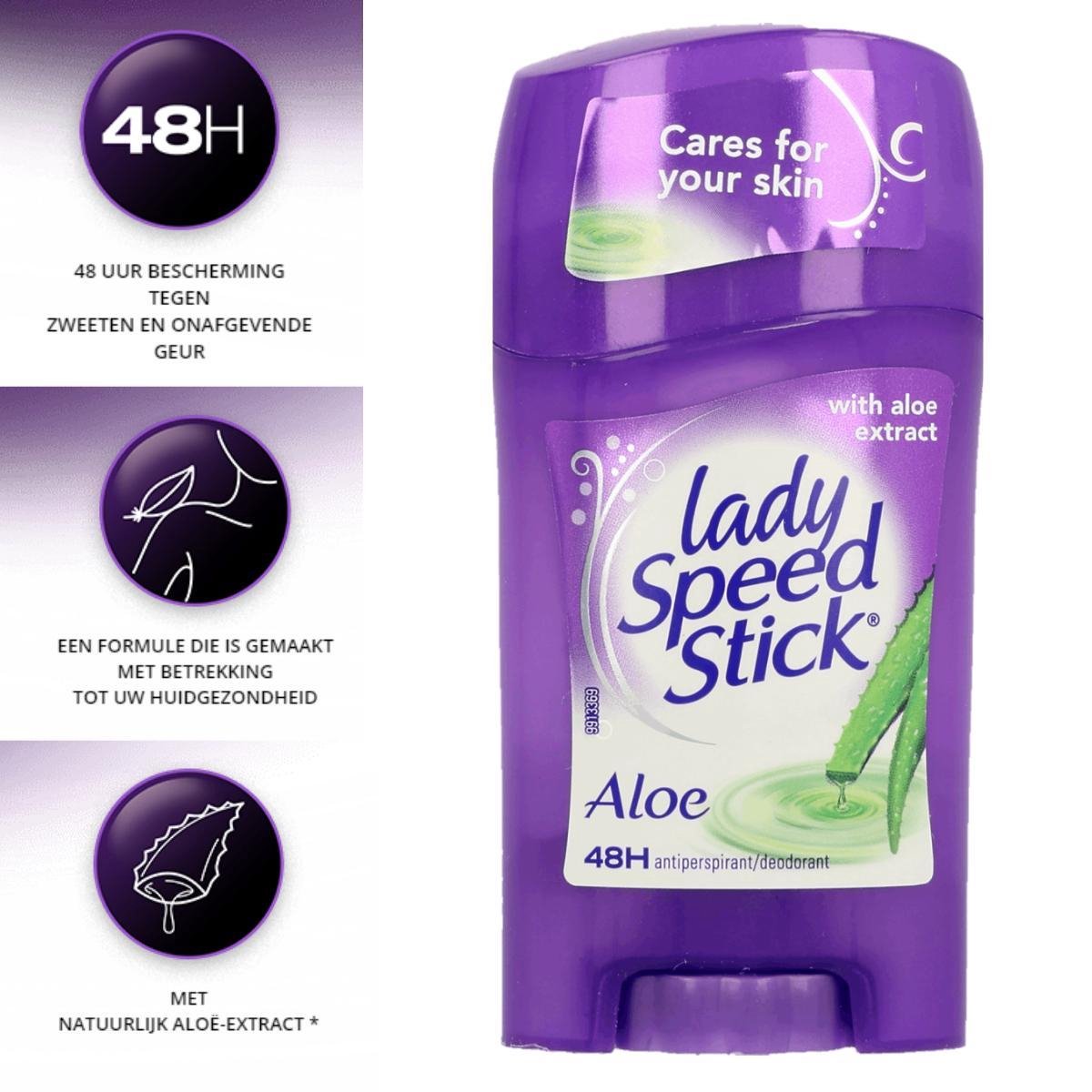 Goedkoopste Lady Speed Stick – Aloe Vera – Deodorant vrouw 48 uur bescherming - Deodorants - Bestseller Deo Stick in USA