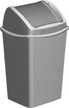 Grijze vuilnisbak/prullenbak 15 liter 25 x 29 x 45 cm - Kunststof/plastic vuilnisemmer- Afval scheiden - GFT afvalbak