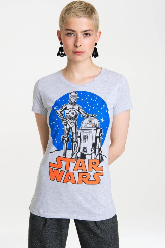 Logoshirt Vrouwen T-shirt R2-D2 en C-3PO - Star Wars - Shirt met ronde hals van Logoshirt - zwart