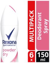 Rexona Powder Dry Deodorant Spray Antiperspirant Antitranspirant - 6 x 150 ml - Voordeelverpakking