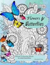 Floral coloring books for adults relaxation Butterflies and Flowers