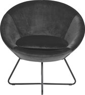 24Designs Rixt Fauteuil - Donkergrijs Fluweel - Zwart Metalen Onderstel