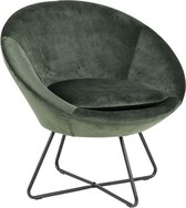 24Designs Rixt Fauteuil - Bosgroen Fluweel - Zwart Metalen Onderstel