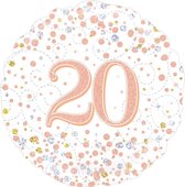 Folie Ballon 20 jaar Wit / Roze-goud holografische, 45 centimeter.