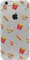 ADEL Siliconen Back Cover Softcase Hoesje Geschikt voor iPhone 6/ 6S - Junkfood Pizza Patat Hotdog Hamburger