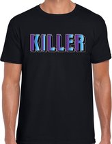 Killer t-shirt zwart met paarse/blauwe letters voor heren M