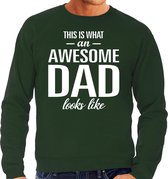 Awesome Dad - geweldige vader cadeau vaderdag sweater groen heren - papa cadeau trui M