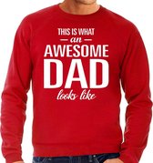 Awesome Dad - geweldige vader cadeau vaderdag sweater rood heren - papa cadeau trui M