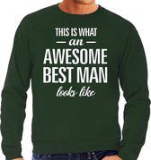 Awesome best man - geweldige getuige cadeau sweater groen heren - kado trui L