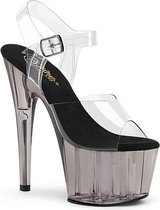 Pleaser Sandaal met enkelband, Paaldans schoenen -37 Shoes- ADORE-708T Paaldans schoenen Grijs/Transparant