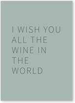 Kaart met wijn quotes – Set van 4 kaarten - Happy Wine Cards – I wish you all the wine in the world