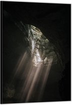 Dibond –Lichtstralen in de Grot– 30x40cm Foto op Aluminium (Wanddecoratie van metaal)