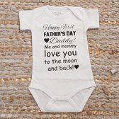 Baby rompertje met tekst eerste Vaderdag papa cadeau voor de liefste aanstaand