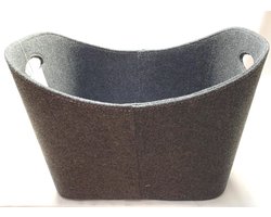 Houtmand vilt grijs XL 55x40x35cm - vilt - grijs - houtmand