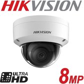 Hikvison NVR / bewakingscamerasysteem met 4 kanalen, IP, PoE, 8 MP megapixel, 2,8 mm domecamera, voor digitale netwerken en buiten, nachtzicht, DS-7604NI-K1 / 4P DS-2CD2185FWD-I