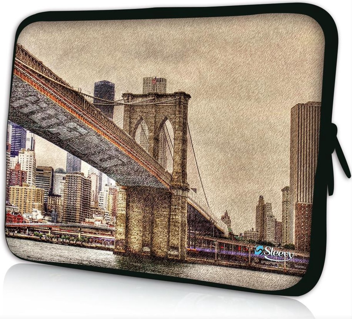 Sleevy 17,3 laptophoes Brooklyn Bridge uit New York - laptop sleeve - Sleevy collectie 300+ designs