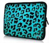 Sleevy 14 laptophoes blauwe panterprint - laptop sleeve - laptopcover - Sleevy Collectie 250+ designs