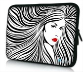 Sleevy 13.3 laptophoes artistieke vrouw in zwart wit - laptop sleeve - laptopcover - Sleevy Collectie 250+ designs