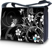 Messengertas / laptoptas 15,6 inch witte bloemen - Sleevy - laptoptas - schooltas