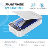 UV Desinfectie Sterilisator Box geschikt - Sterilizer - Geschikt voor Smartphone - Sleutels - Horloges - Make up - Oordopjes - Doodt 99.9% bacterien - Draadloos en Extern oplaadfunctie - UV- C Desinfectie - USB Input - 2020