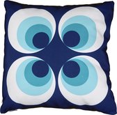 CABANAZ - kussen, Ramona, retro, polyester canvas, met rits, CUSHION, blauw, 40 x 40 cm