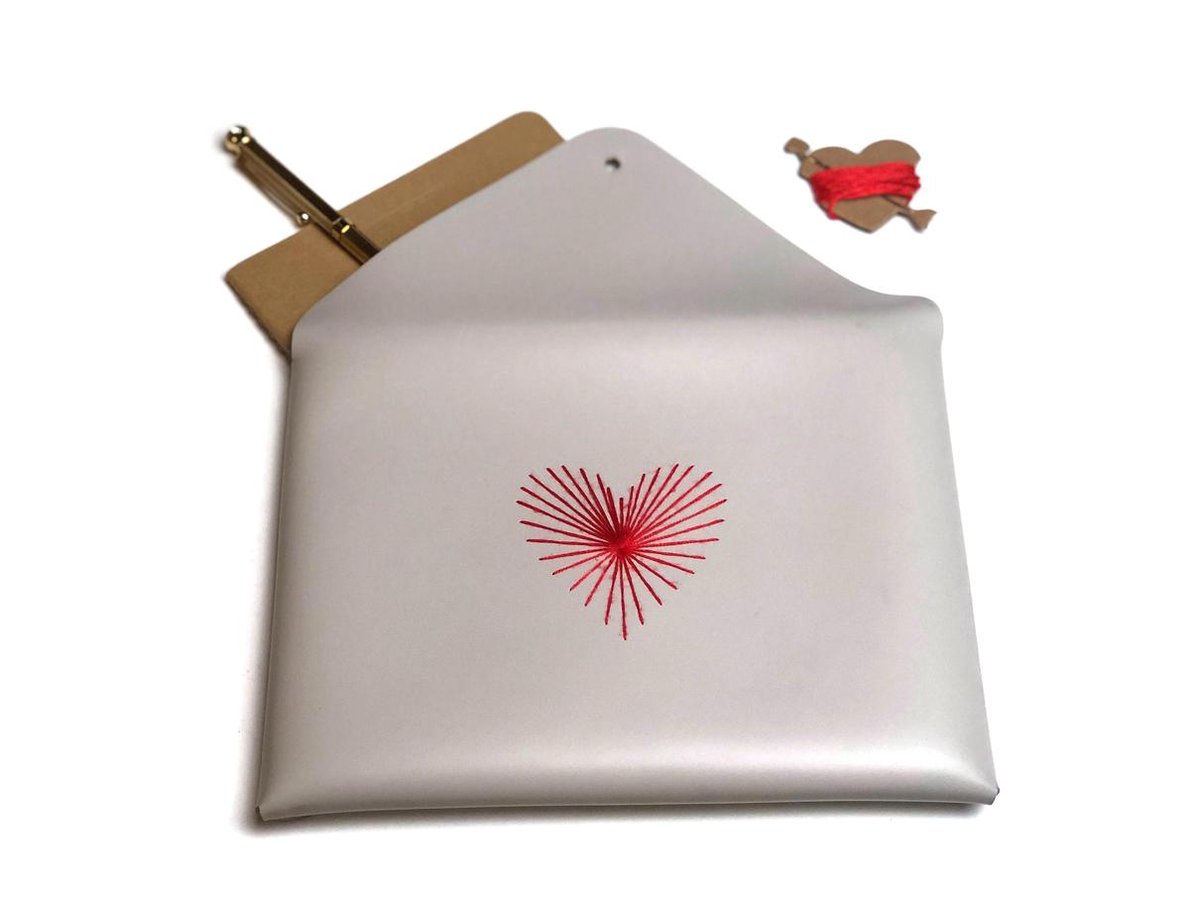 DIY Stitch Heart Strings Envelope Pouch