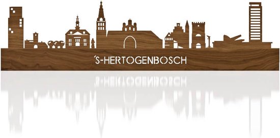 Skyline 's-Hertogenbosch Notenhout - 80 cm - Woondecoratie - Wanddecoratie - Meer steden beschikbaar - Woonkamer idee - City Art - Steden kunst - Cadeau voor hem - Cadeau voor haar - Jubileum - Trouwerij - WoodWideCities