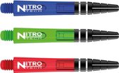 RED DRAGON - Nitrotech Selectiepakket 2 - Groen, Blauw en Rood Korte Dartschachten - 3 sets per pakket (9 dartvluchten in totaal)