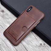 Puloka Card Bag Series + Standaard Genuine Leather iPhone XS Max BRUIN