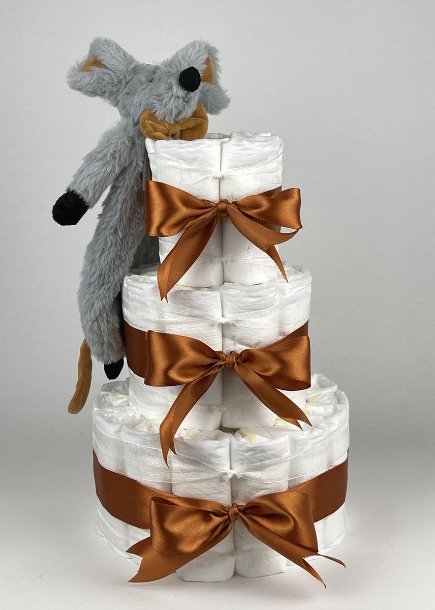 Goedkoopste Chouette-Chouette | Luiertaart Neutraal | Kraamcadeau | Geboorte Jongen Meisje | Babyshower | Tuttle Muis Misty Koper