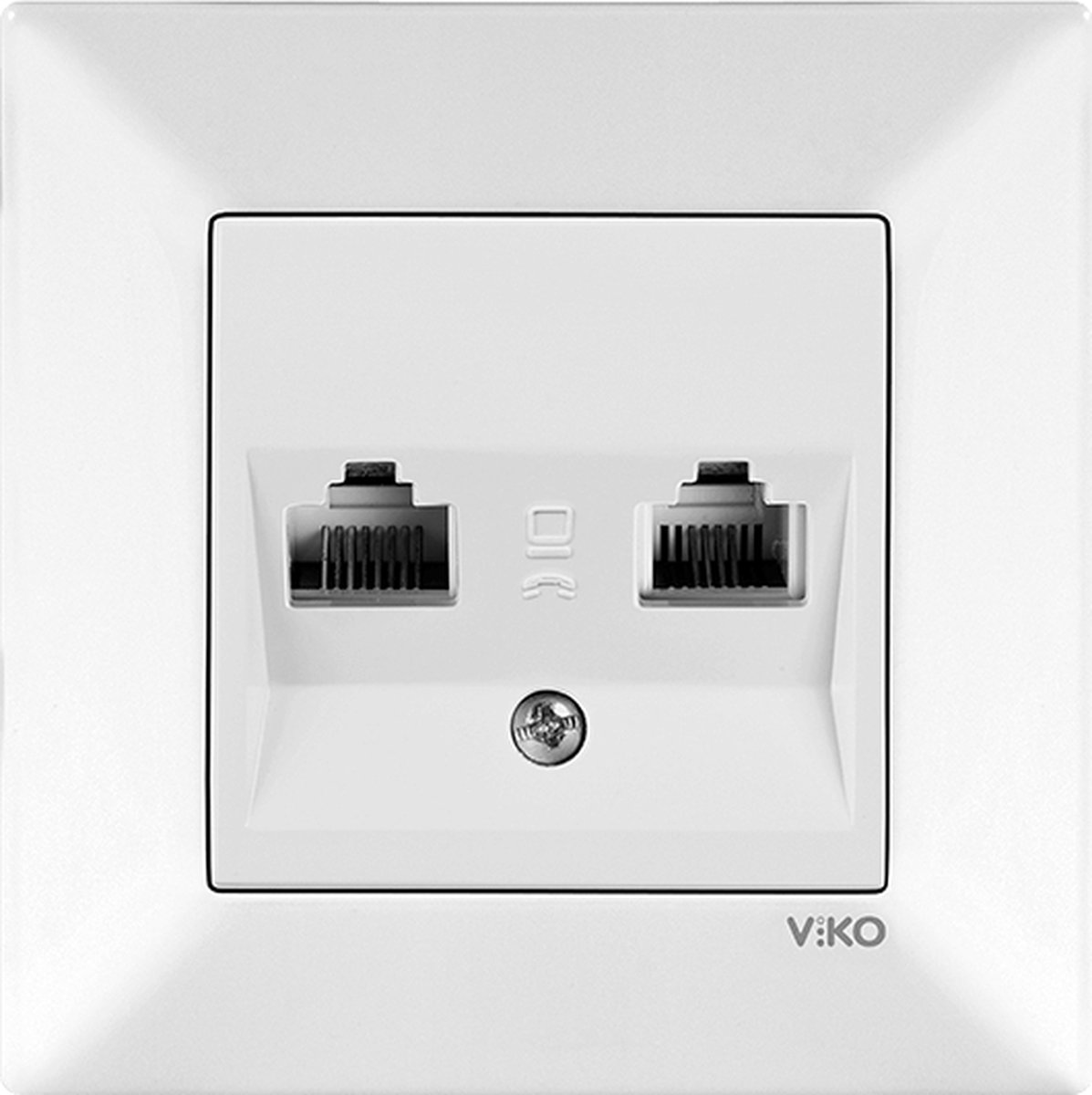 Panasonic Viko-Wandcontactdoos-Stopcontact-(RJ 45,CAT 6)(RJ 11 CAT 3)-Inbouw-Wit-Compleet-Meridien Serie