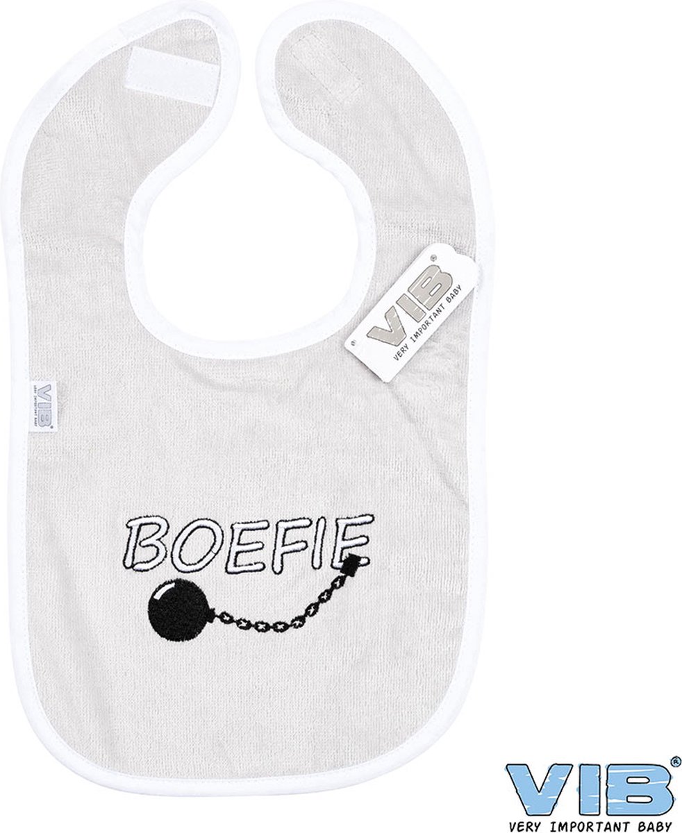Goedkoopste VIB® - Slabbetje Luxe velours - Boefie (Wit) - Babykleertjes - Slabbetjes - zwangerschap aankondiging - baby aankondiging