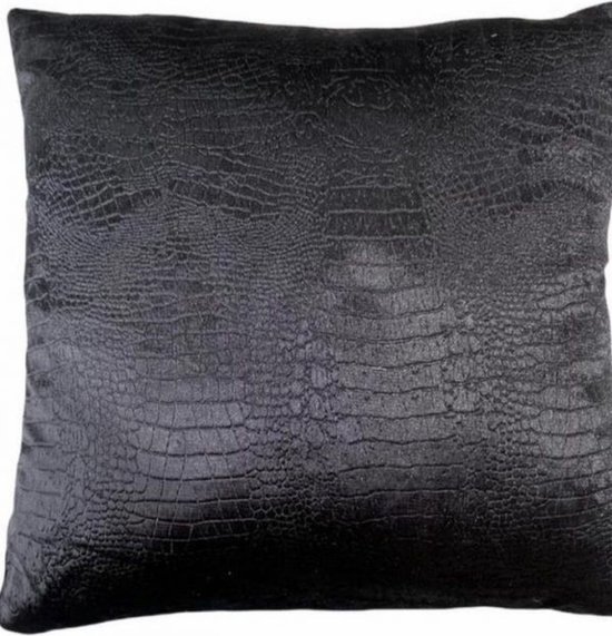 Velvet Croco Cushion Black Square Sierkussen 45x45x10cm ca.500gr. Prosoft© Sfera Decor