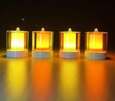 Synergy - Oplaadbare waxinelichtjes - LED Waxinelichtjes - 4 stuks - Flikkeren - Oplaadbare kaarsen - Oplaadbare theelichtjes