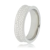 My Bendel - Brede zilverkleurige ring met structuur - Brede zilverkleurige ring met structuur - Met luxe cadeauverpakking