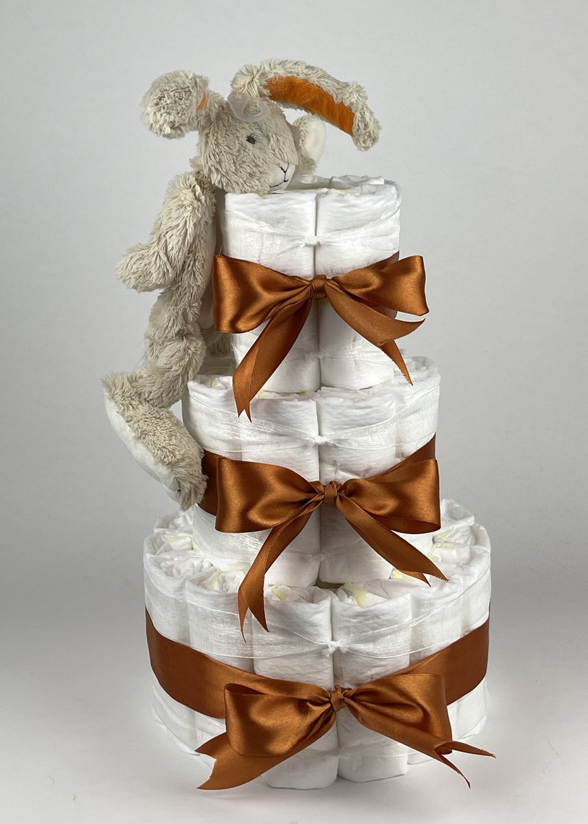 Goedkoopste Chouette-Chouette | Luiertaart Neutraal | Kraamcadeau | Geboorte Jongen Meisje | Babyshower | Tuttle Konijn Twine Koper