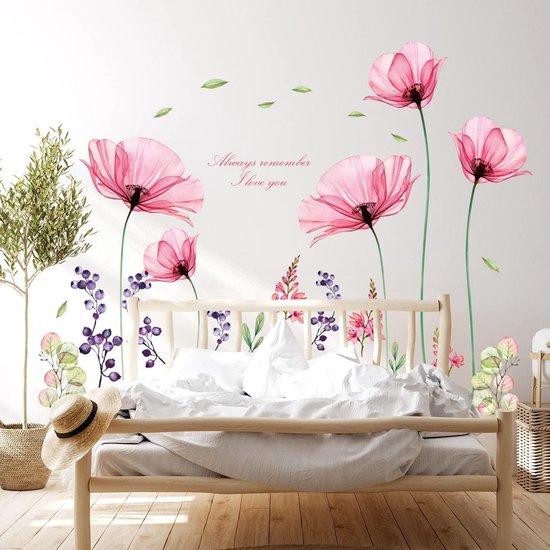 Stickers muraux à Fleurs roses Kids , autocollants amovibles pour chambre à  coucher
