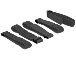 Klittenband haak-en-lus bevestigingsmiddelen L 300 mm x B 20 mm 5 stuks met lus zwart