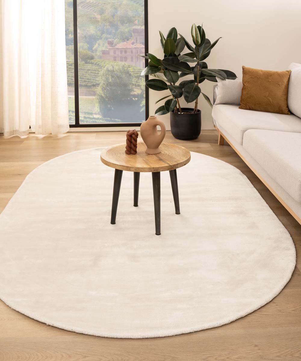 Viscose vloerkleed ovaal - Pearl wit 300x400