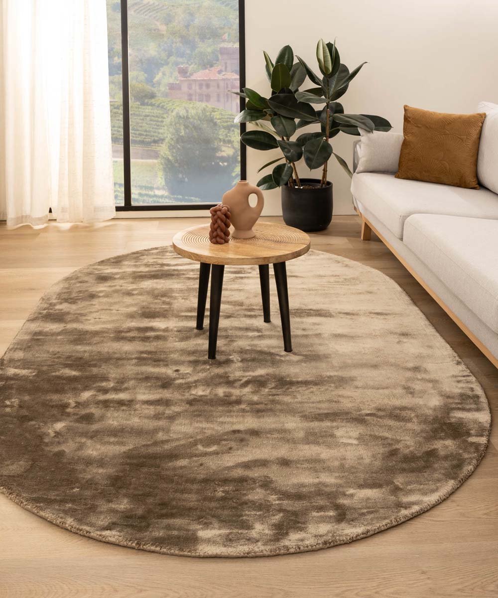 Viscose vloerkleed ovaal - Pearl bruin 300x400