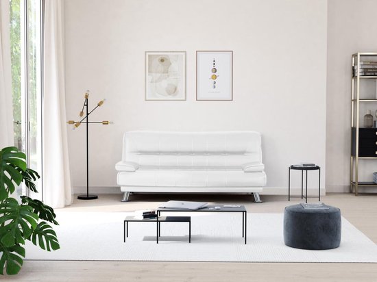 Canapé-lit simili cuir MAXIME - blanc L 195 cm x H 90 cm x P 90 cm | bol